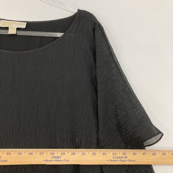 Michael Michael Kors size 2X Black Metallic Soft Flowy Poncho Blouse Evening - Picture 6 of 10